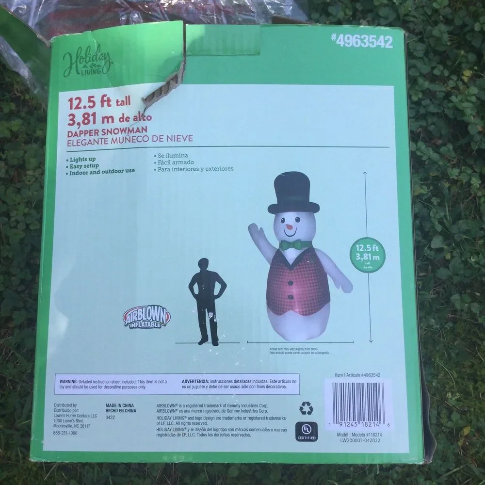 Gemmy 12.5 ft‎ Christmas Dapper Snowman Airblown Inflatable